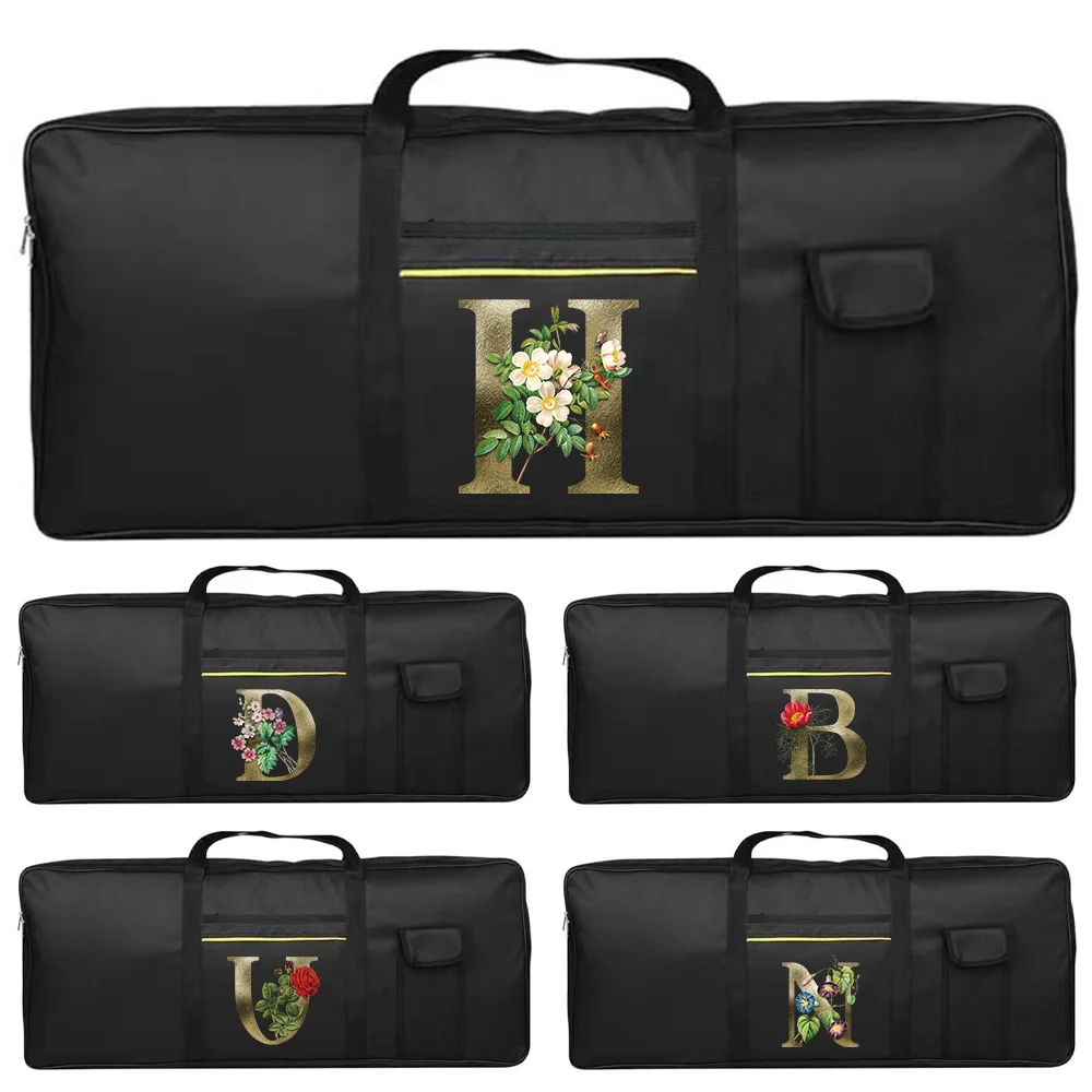 

Instruments Accessories Portable 61 Keys Electronic Organ Bags Big Pocket Double Zipper Nylon Handbags Golden Flower Series