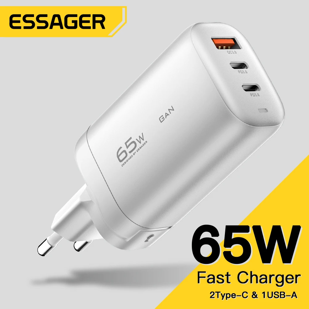 

Essager USB Type C Charger 65W GaN QC3.0 PD3.0 For iphone 14 13 12 Pro Max Xiaomi Mobile Cell Phones Fast Charge Charger EU Plug