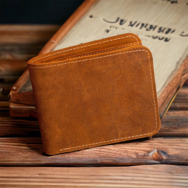 Genuine Leather Men’s Wallet - Retro Slim Card Holder With RFID Protection