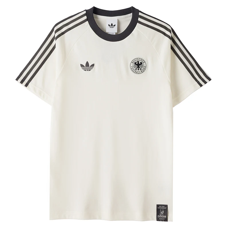 

Футболка Adidas мужская с вышивкой в стиле немецкой футбольной команды, с тремя полосками, короткий рукав, модель KG5098