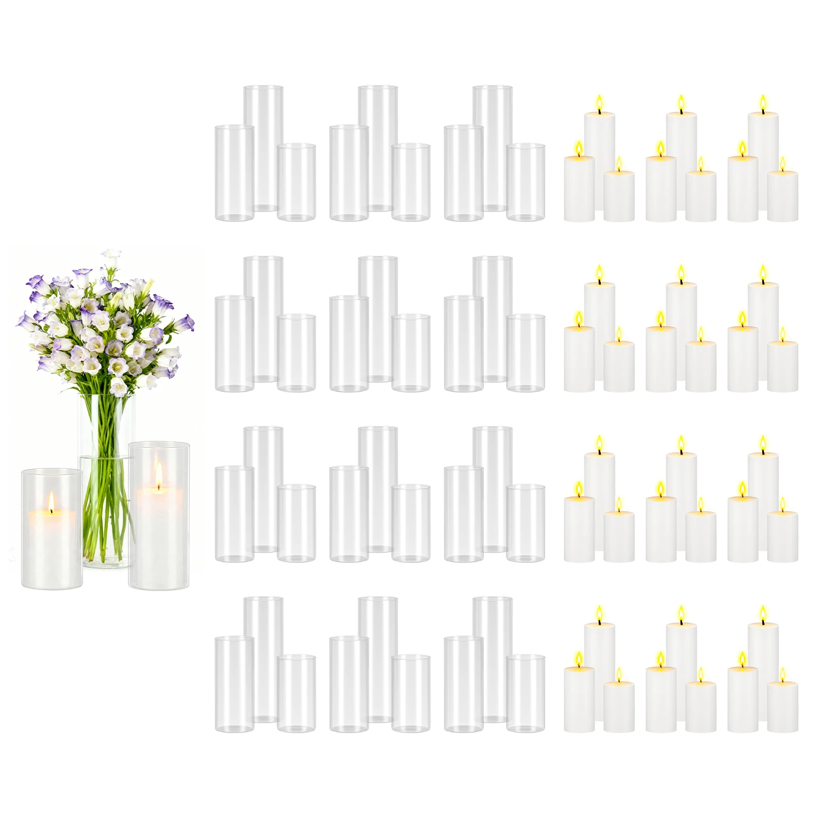 Elegant Pillar Candle and Glass Vase Set
