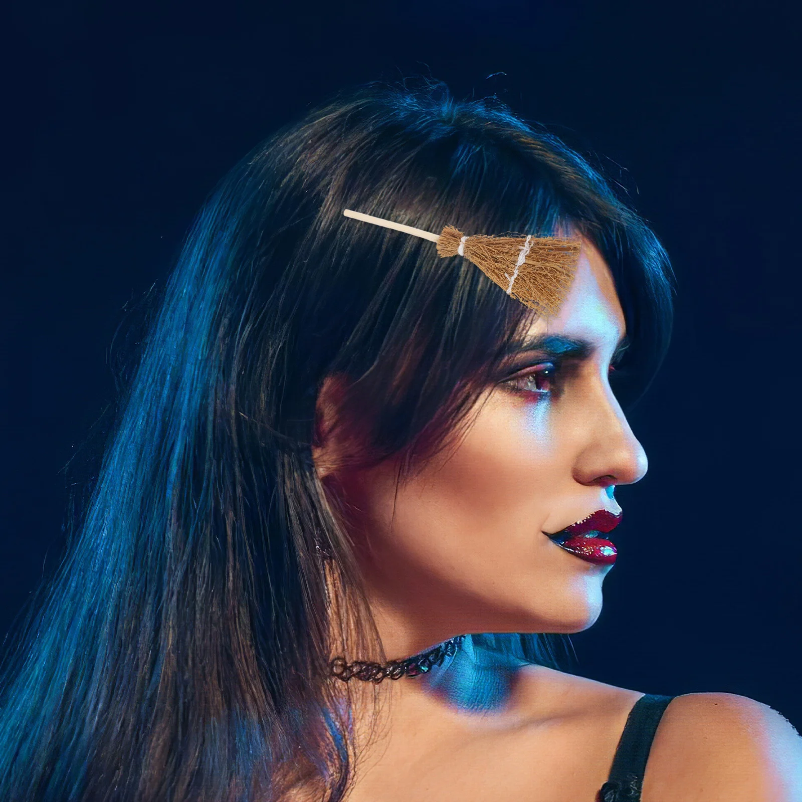 10 قطعة مقاطع شعر مكنسة الساحرة للهالوين مشابك يدوية الصنع للفتيات والنساء إكسسوارات تنكرية للحفلات دبوس شعر مصنوع يدويًا