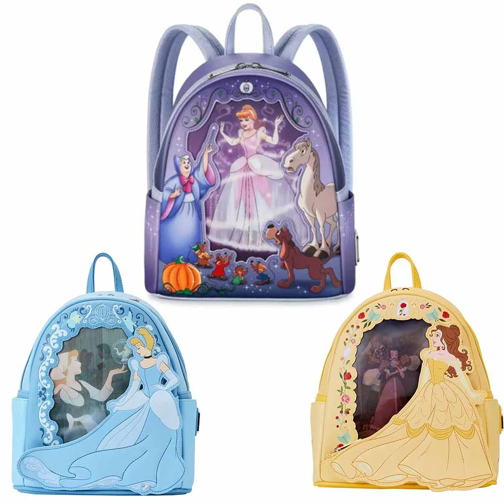 Beauty and The Beast Scene Mini Backpack Belle Princess Cartoon Double Shoulder Mini Kid Backpack Girl Birthday Gift