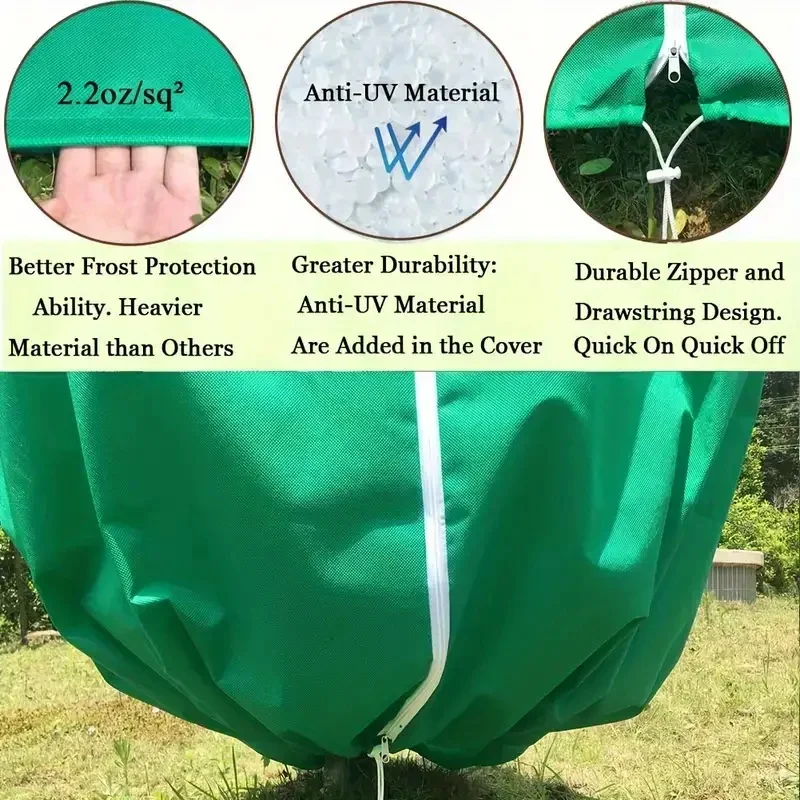 1Pc Winter Protection Bag Against Freeze For Plant Cover Garden Plant With Zip Drawstring Breathable