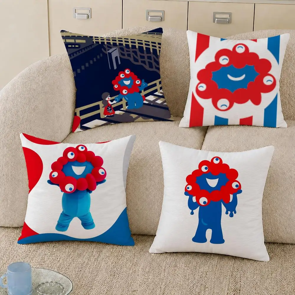 Mascot Myaku Myaku Expo 2025 Cushion Cover Decorative Pillowcase Soft Short Plush Cozy Durable Sofa Home Decor Items Gift