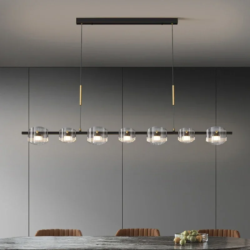 Lampadario Ristorante Minimalista Italiano Moderno Designer Minimalista Nordico tubo Rame High-end Creativo Bar Lungo Luce LED