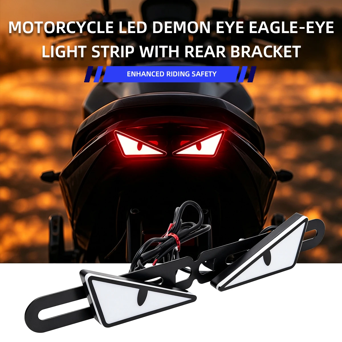 1set Motorcycle Devil's Eye Led With Rear Light Bracket DRL Flash Turn Signal License Plate Tail Reverse Clearance Lamp 12V