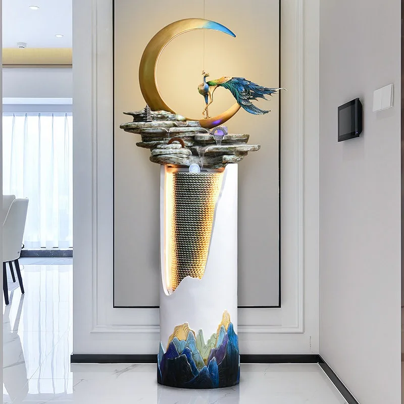 

Fountain Flowing Ornaments Circulating Water Feng Shui Wheels Living Room Foyer Floor To Ceiling Decoration