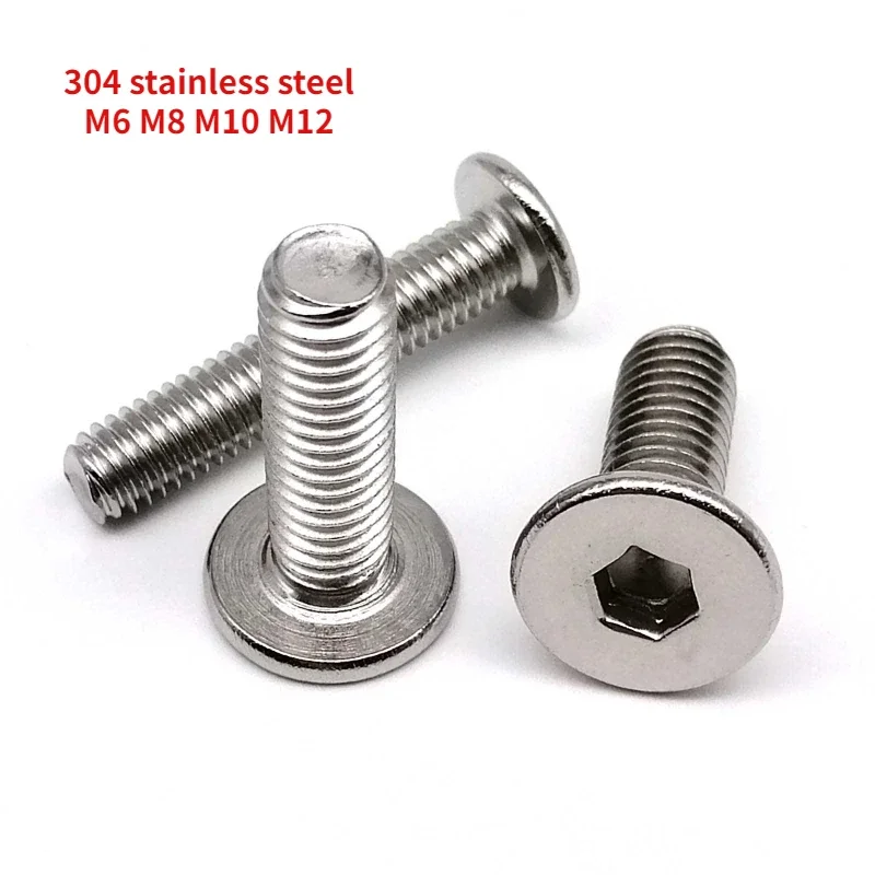 10/20pcs CM M6 M8 M10 M12 304 A2-70 Stainless Steel Hex Hexagon Socket Ultra Thin Flat Wafer Allen Head Bolt Screw