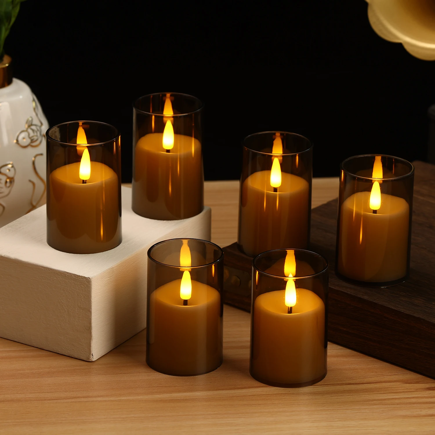 6Pcs Flameless LED Candle Lights Creative Wishing Led Tea Lamp Warm White Halloween Wedding Christmas Decoration Candle Light