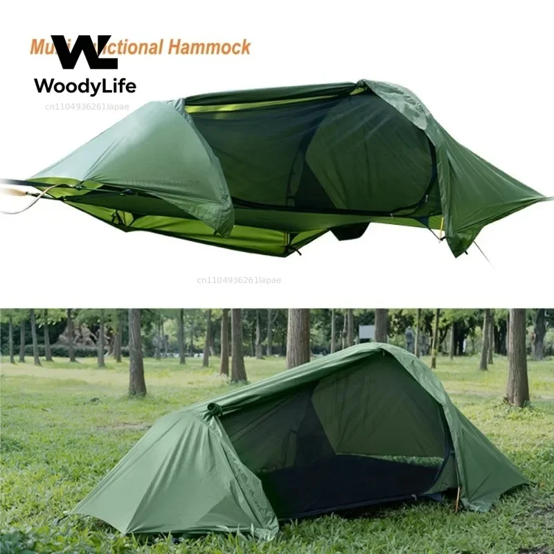 Camping Mosquito Net Hammock Portable Outdoor Garden Travel Sleeping Hanging Hammocks Swing With Waterproof Tent Awnings