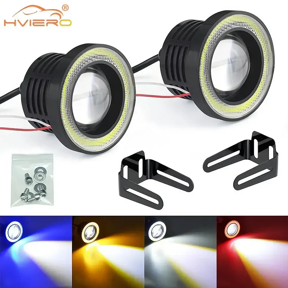 

2Pcs Car Driving DRL Fog Light 30W R500 COB Angel Eyes 89mm Environmental Waterproof Daytime Running Bulbs Motorcycle Headlights