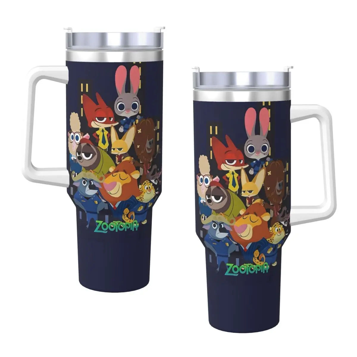 Yes! Zootopia! Stainless Steel Tumbler Beach Thermal Cups With Straws and Lid 40oz Car Mugs Cold Drink Water Bottle