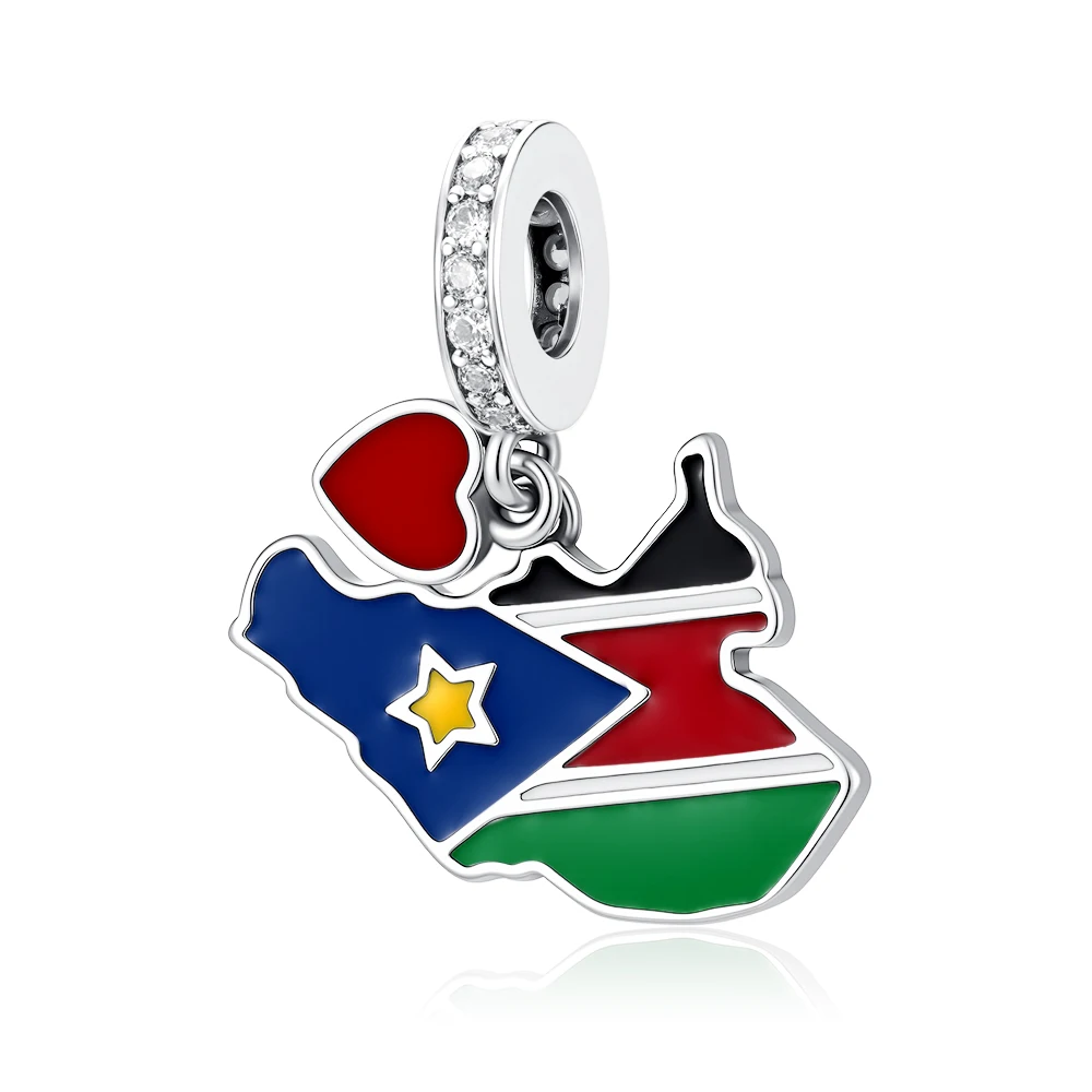 925Silver Mexico Congo Portugal Iran World Map Flag Pendant Building Bead Fit Original Bracelet Jewelry Accessories Travel Charm view 3