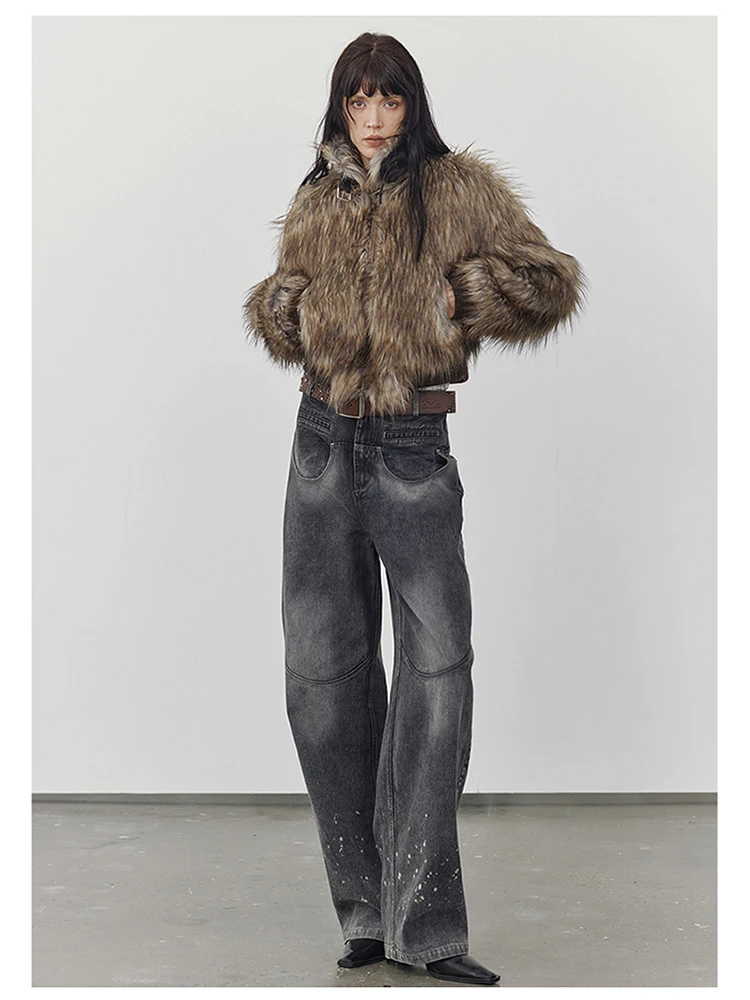 Mauroicardi Spring Winter Cool Short Warm Thick Hairy Shaggy Patchwork Faux Fox Fur Coat Jacket Women Luxury Designer Clothes