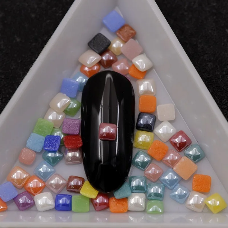 Mixed Colors Flat Back Beads Square Glass Half Cabochon 4mm 6mm 8mm 10mm For Crafts Scrapbooking DIY Nail Art Decoration Garment