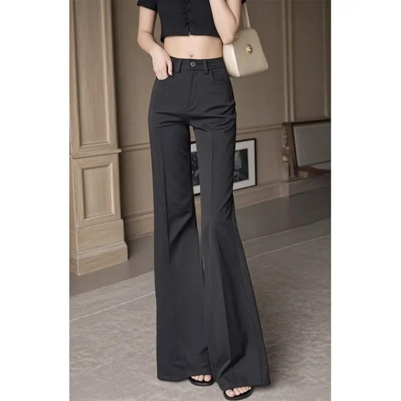 Fashion Navy Blue Light Wide-leg Pants Women Spring Autumn Pear-shaped Body High Waist Drooping Slim Straight-leg Casual Pants