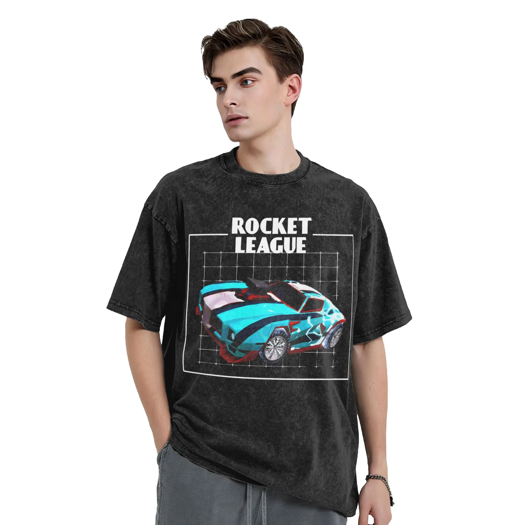 Rocket League Apparel Washed T Shirts for Men Women Streetwear Hip Hop T-Shirts Summer  Tee Shirt 100% Cotton
