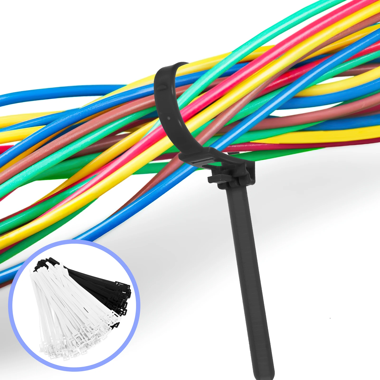 

100 Pcs Zip Tie Strap Cord Ties Color Heavy Duty Cable Multipurpose Wire Organizer