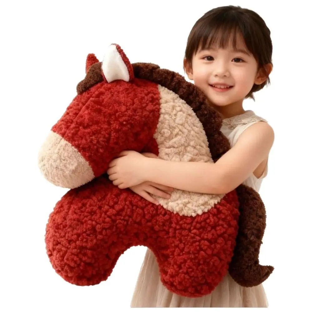 48*48cm Year of The Horse Cushion Irregular Shape Plush Material Plush Doll Comfortable Creative Irregular Pillow