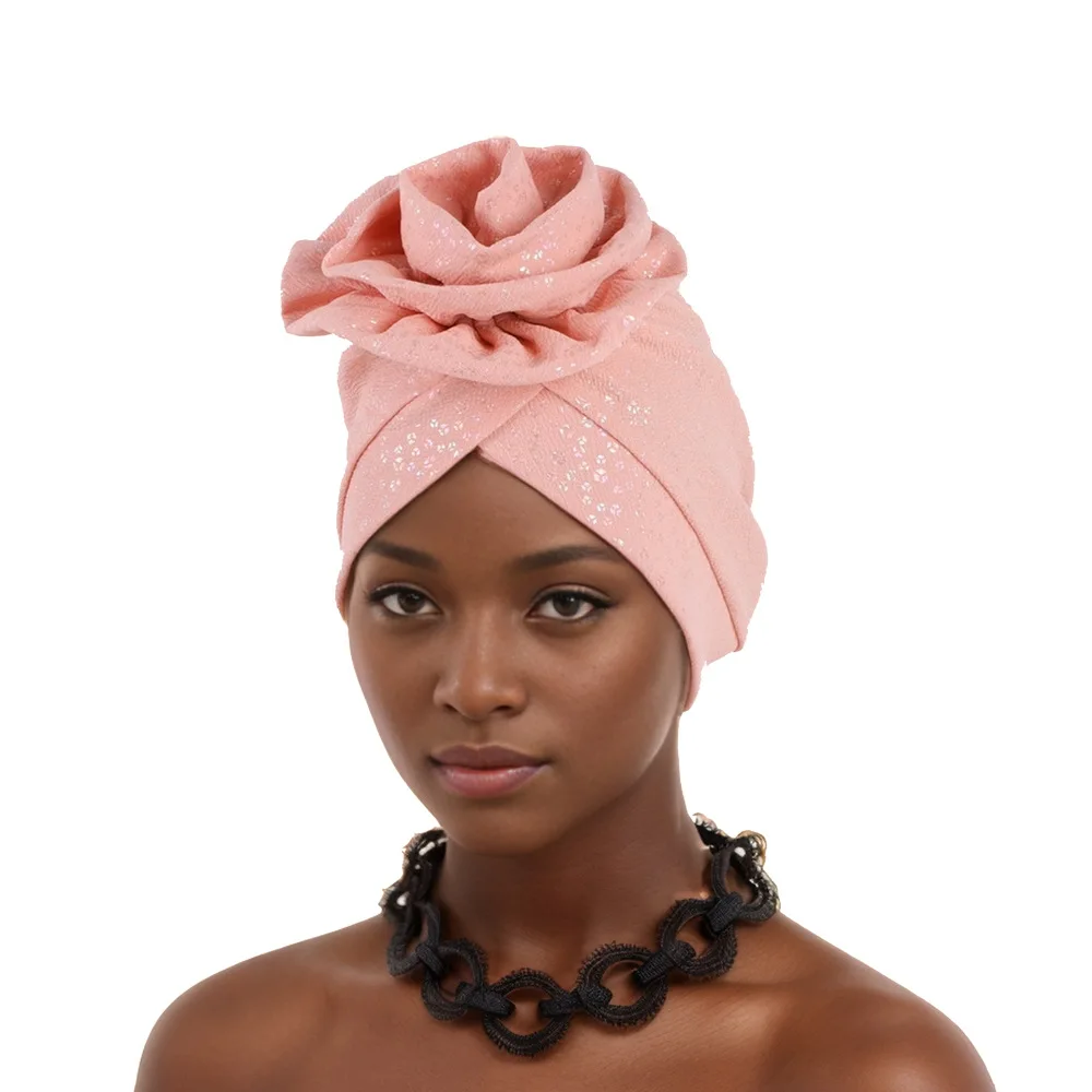 Fashion Big Flower Hairband Boho Flower Bandana Turban Wrap Women Hair Accessories African Women Elastic Headwear Chemo Headband