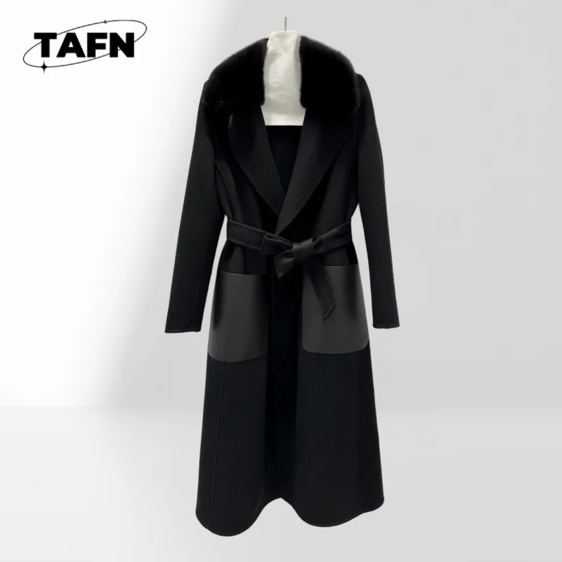 

Легкое осеннее пальто из 100% кашемира для женщин, демисезонное пальто на пуговицах, простой стиль, ветровка AK0428