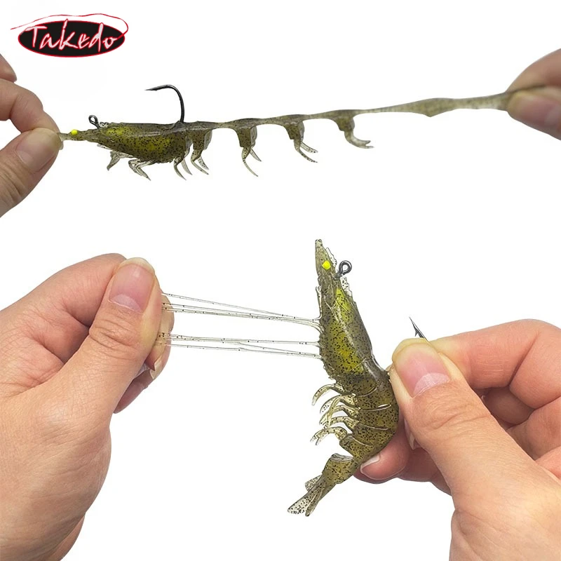 TAKEDO Vinilo camarón TPR – Cuerpo segmentado jig head UV para lubina - imagen 2