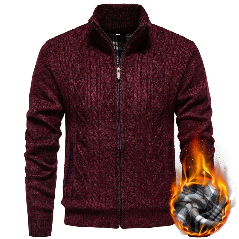جديد الشتاء الرجال بالأزرار غير رسمية Sweatercoats جاكيتات جودة الرجال الصوف سمكا الدافئة الوقوف طوق سليم صالح بالأزرار معاطف 3X