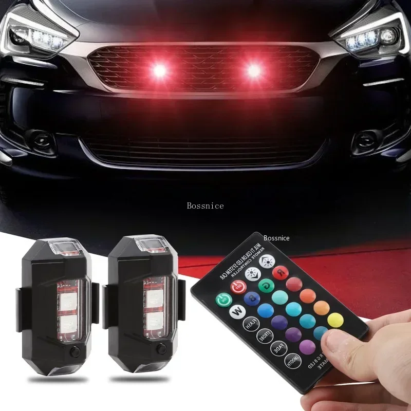 4x Remote LED RGB Anti-collision Warning Light Mini Signal Light Drone Strobe Light 7 Color Indicator Motorcycle Lamp