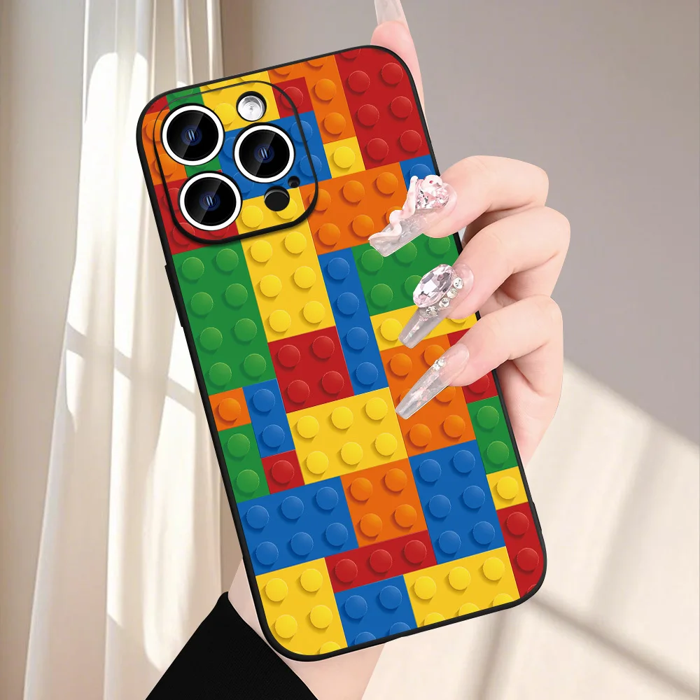 

Colorful building block patterns phonecase for iPhone 17 16 15 14 13 12 11 Pro/ Max/Plus shock-proof rear cover anti-fingerprint