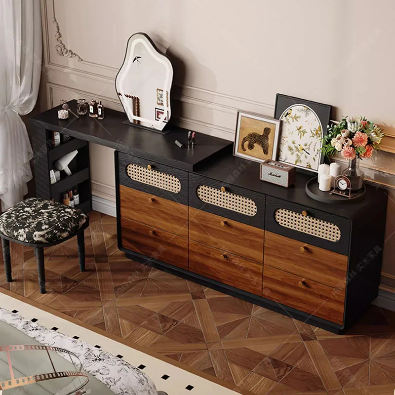 

Vintage Bedroom Vanity Table Makeup Modern European Mirror Chair Dressing Table Computer Cosmetics Penteadeira Home Furniture