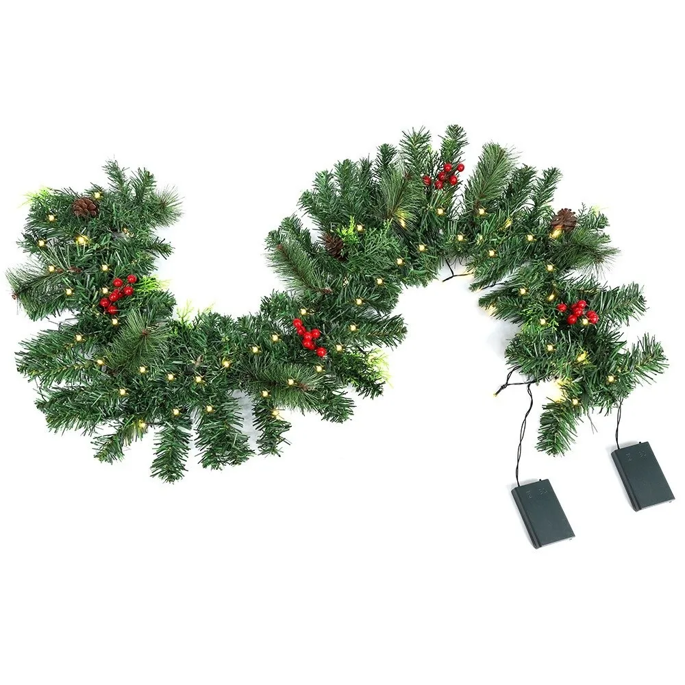 

Creative Artificial Pine Tree Decor 1.8/2.7m Red Berries Artificial Vines Led String Lights Durable 30/50 LED Lights