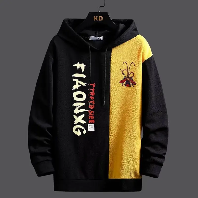 Spring Autumn Men's Hoodies Harajuku Fashion Japan Streetwear Hooded Sweatshirts Men Casual Men Clothing Splicing Hoodies Men