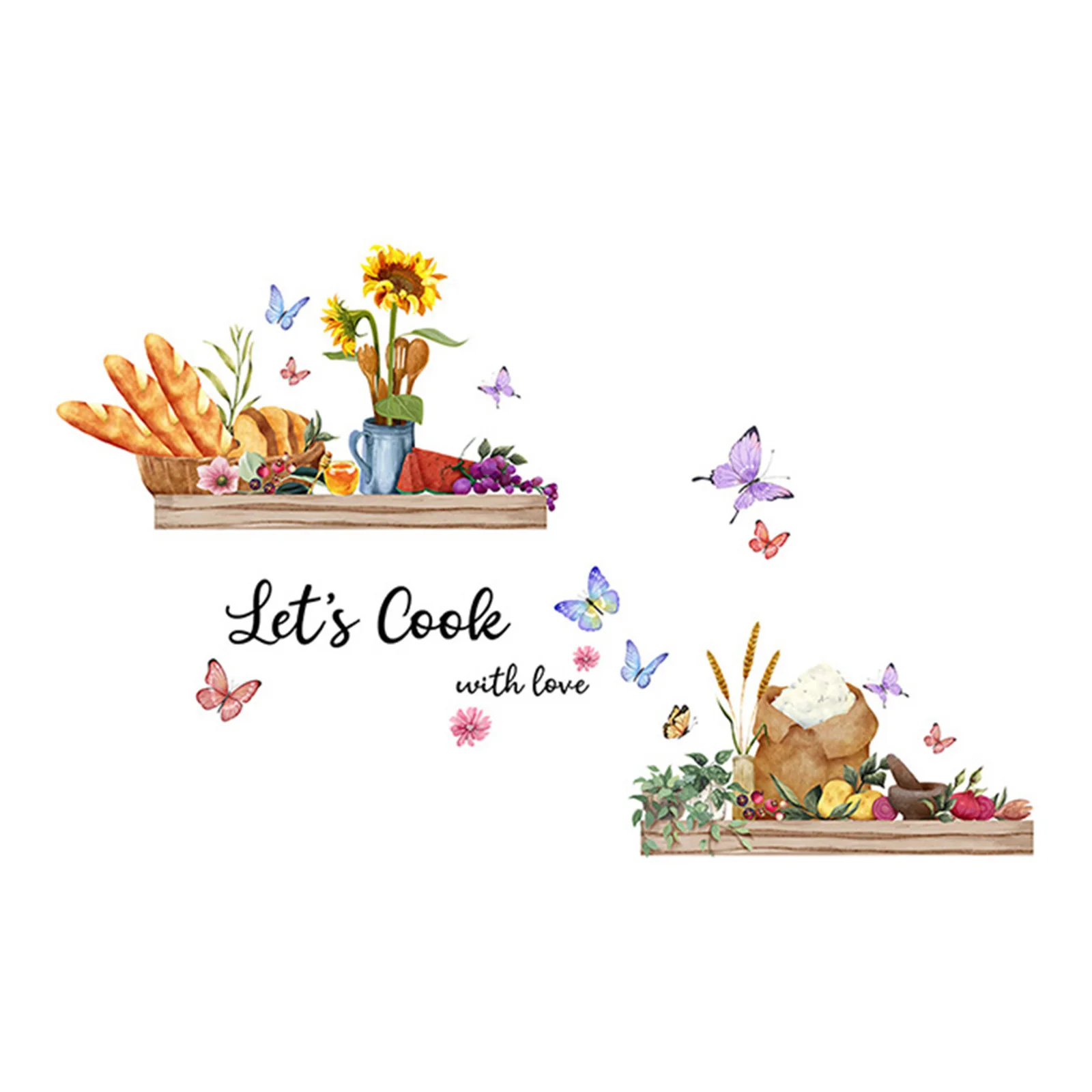 Cartoon Wall Sticker Removable Waterproof Wall Decals PVC Wall Posters Dining Room Background Decoration Kitchen Decor