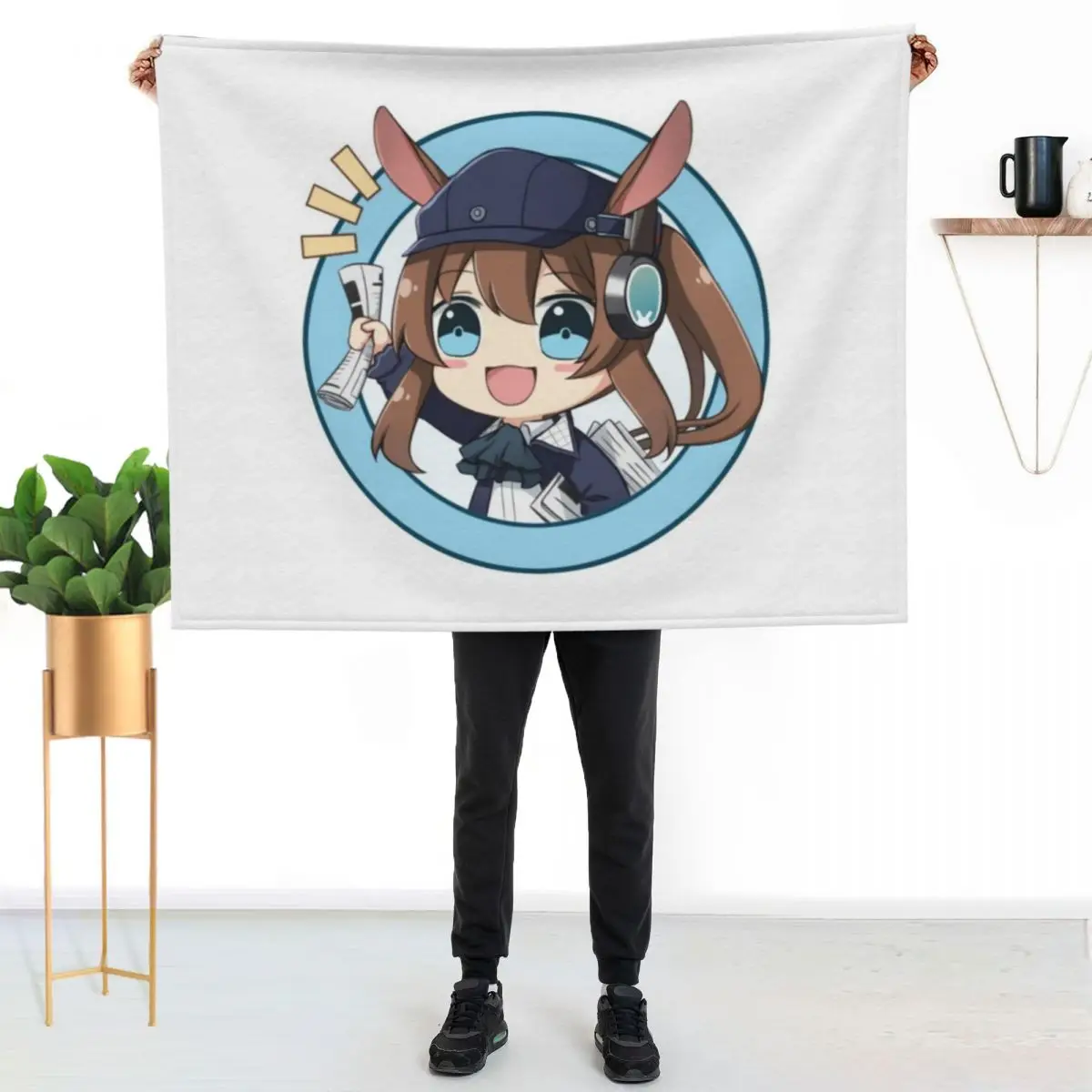 

Arknights Newspaper Amiya Throw Blanket Durable Warm Blanket for Daily Home Use