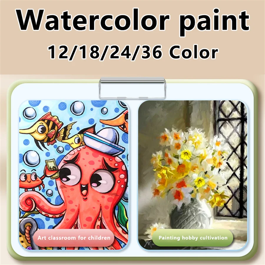 Aquarell-Malset, 12 Farben/18 Farben/24 Farben/36 Farben, 12 ml/0,406 Unzen Tubenverpackung, Geeignet für intensive Farben – Detail 5