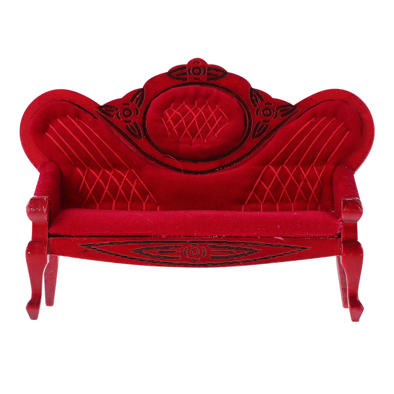 Mini Dollhouse Retro Furniture Carved Sofa Miniature Model ( Color) Victorian Tiny Decorative Couch