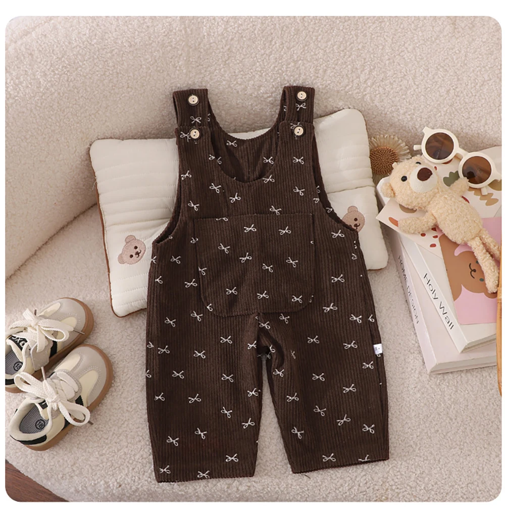 Herbst-Babyhosen 0M-3T, Overall aus Cord, 4 Farben, Jungenhosen, lockere Passform, Blumenmuster, Baby-Jungenhosen – Detail 11