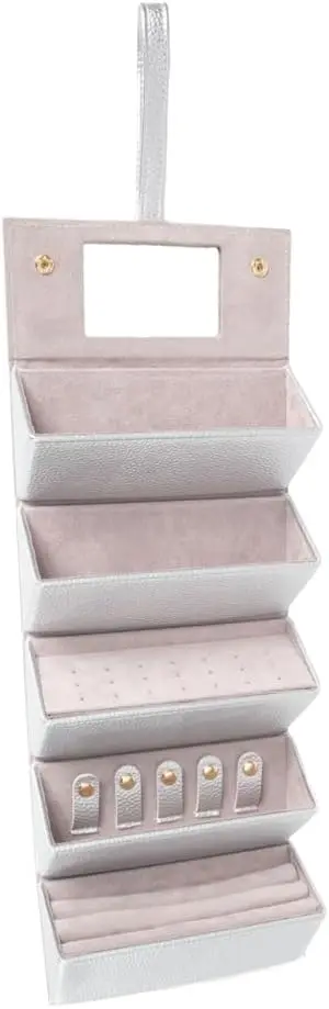 

Складной футляр для очков и украшений из веганской кожи с зеркалом, 5 отделений для солнцезащитных очков и аксессуаров