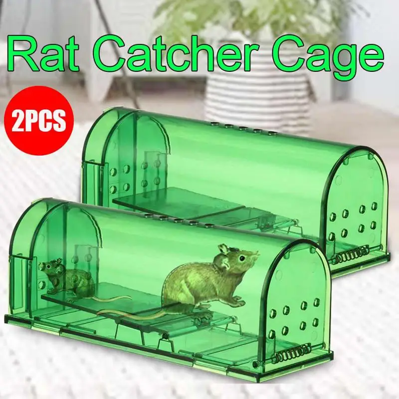 

2Pcs Smart Self-locking Mousetrap Safe Firm Transparent Household Mouse Catcher Control Cage Mice Rodent Catcher Rat Trap