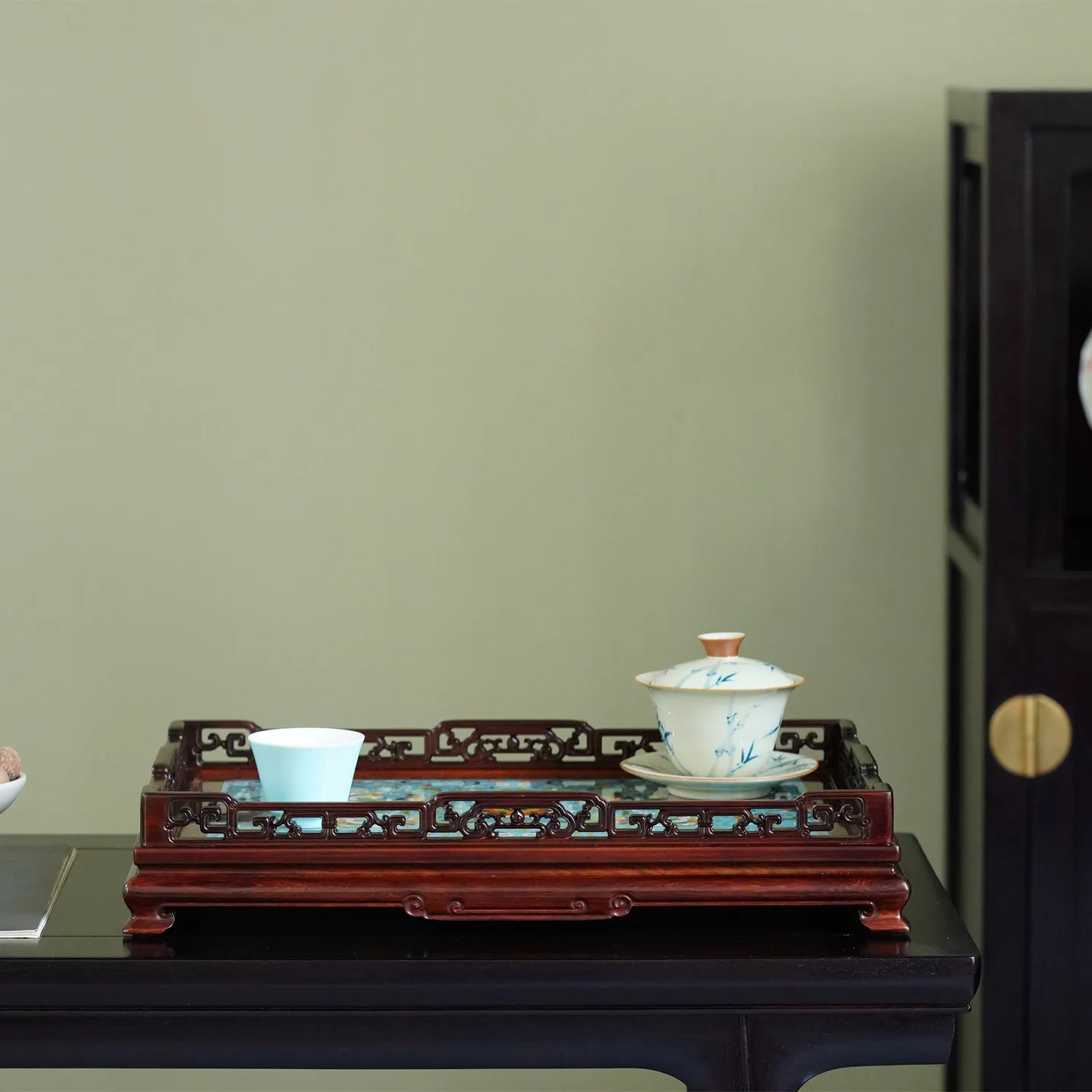 Cloisonne dry brewing table mahogany furniture tea tray tea set tea table tea sea solid wood tea brewing table