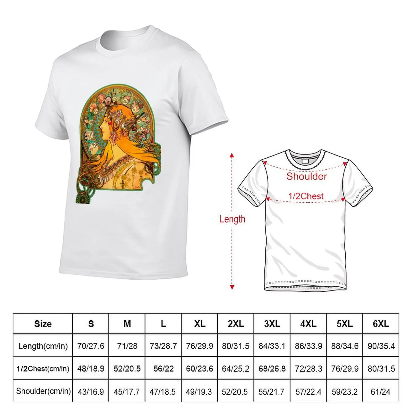HD Zodiac, (1896) - Alphonse Mucha T-Shirt graphic shirts hippie clothes oversized t shirts for men