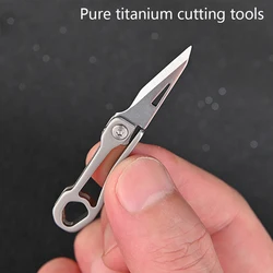 Mini Titanium Alloy Folding Knife Portable Small Blade EDC Keychain Pendant Express Unpacking Pocket Knife Gift EDC Tool