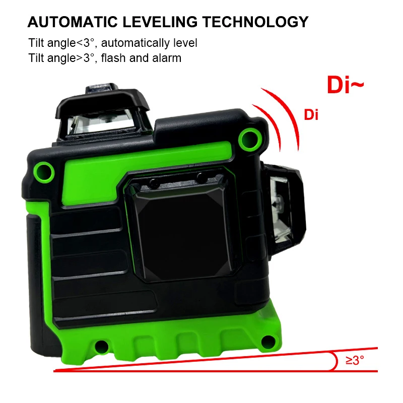 Pracmanu Laser Level 12 Lines 3D Laser Level Self-Leveling Horizontal and Vertical Cross Super Powerful Green Beams