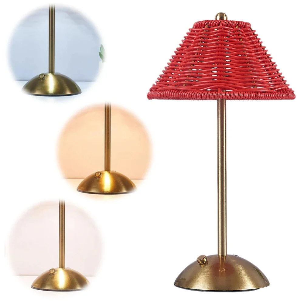 

Cordless LED Table Lamp Rechargeable Bedside Night Lamp 3 Color Stepless Dimmable Ambient Light for Living Room Dorm Home Office