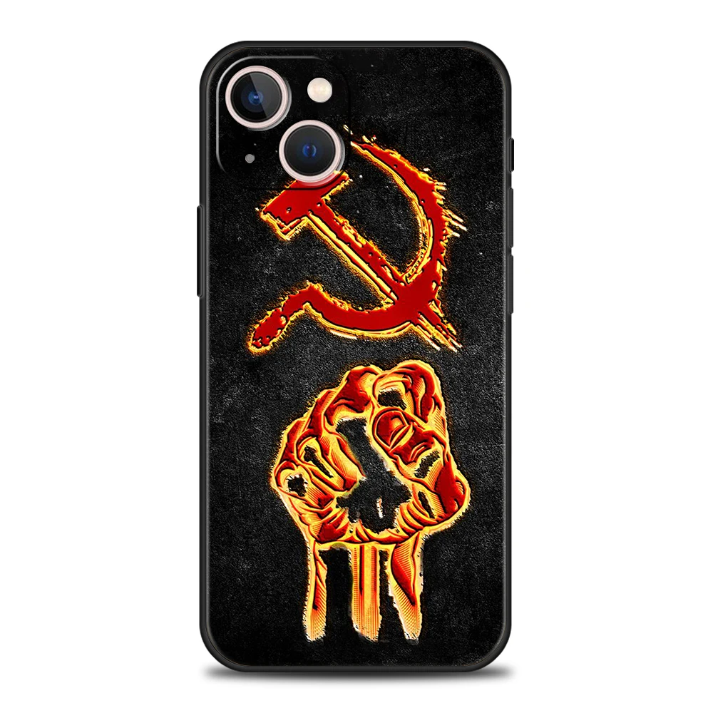 Soviet Union USSR Flag Emblem Phone Case Cover for iPhone 15 14 13 12 Pro Max XR XS X 11 7 8 Plus SE 2020 Mini Soft Fundas Shell