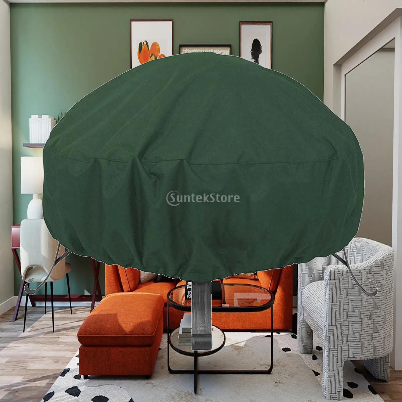 Waterproof Barbecue Cover for Fire Pit Outdoor Oxford Cloth Grill Protector Weatherproof Dust Proof for Patio Garden