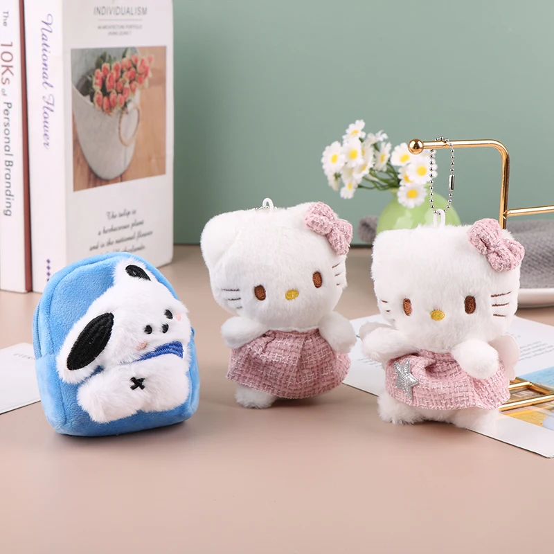 Cartoon Sanrio Plush Coin Purse Pendant Keychain Pochacco Coin Storage Bag Card Bag Lipstick Earphone Bag Hello Kitty Pendant