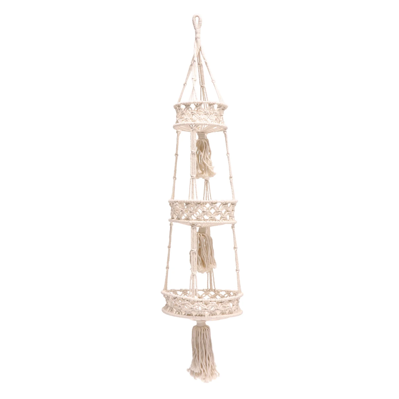 

3-Layer Handmade Cotton Rope Flowerpot Net Basket Hanging Planter Decor For Indoor Outdoor Gardening Macrame Hanger String Bag