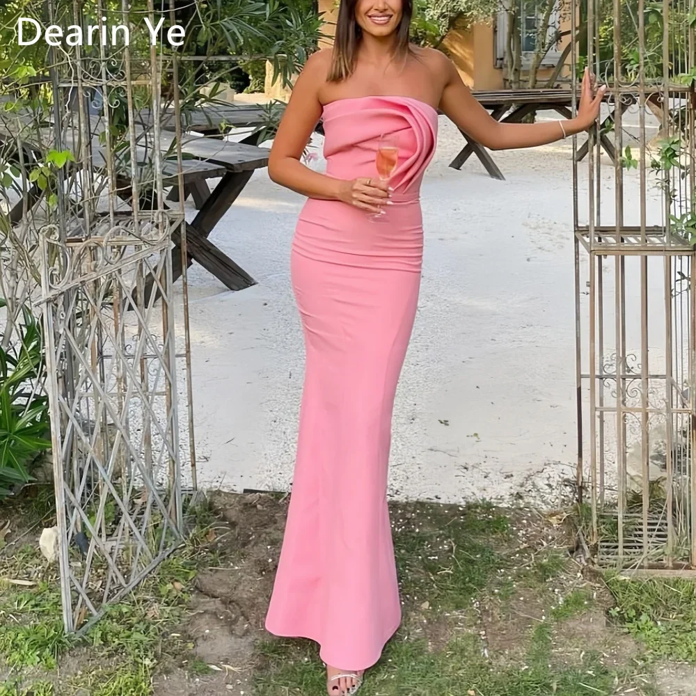 

Customized Evening Dress Saudi Arabia Dearin Strapless Column Ankle Length Skirts Ruffle Bespoke Occasion Dresses Formal Prom Go